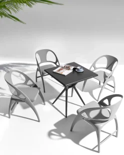 Set di 4 sedie da giardino NEMI Pieghevole Grigio
