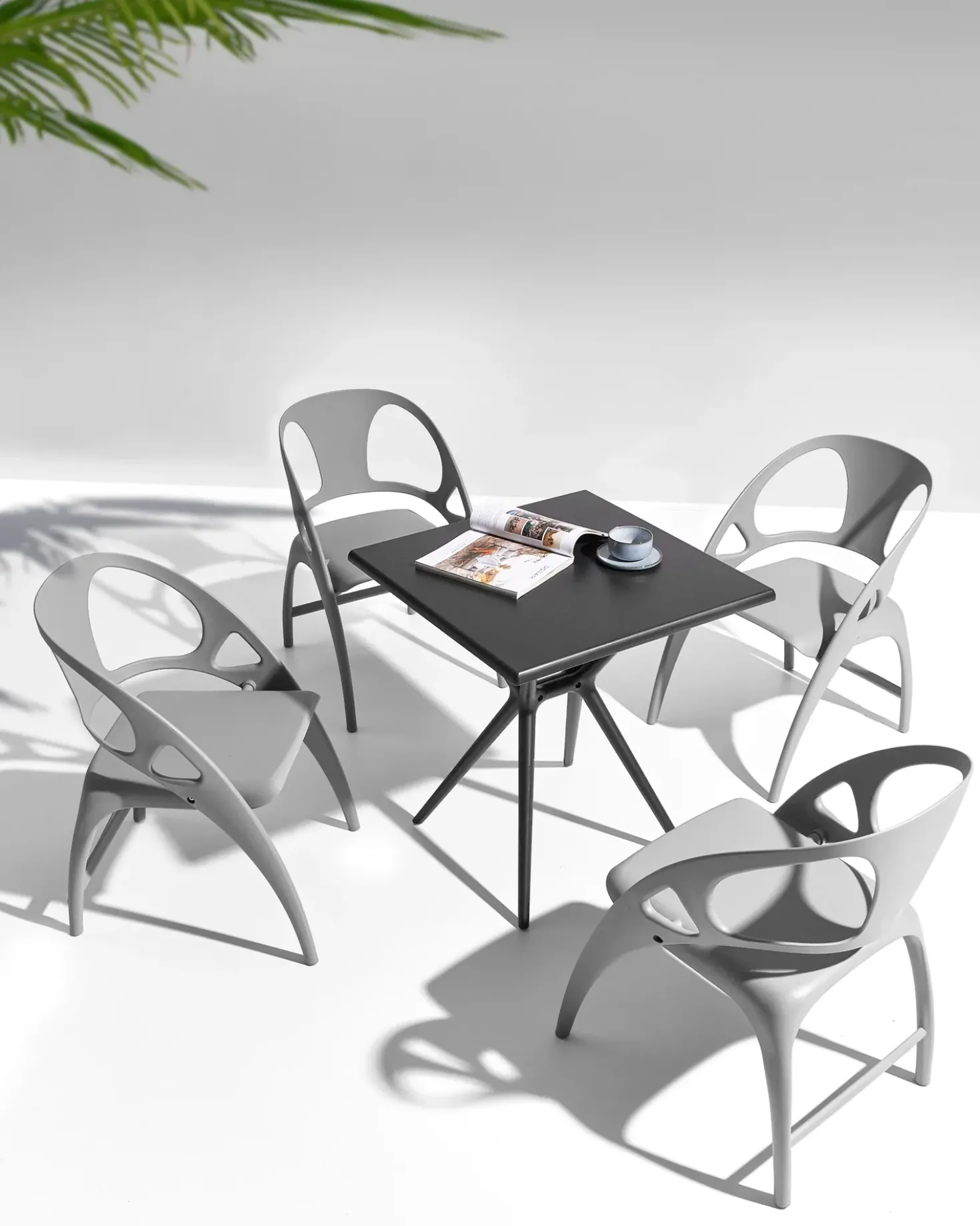 Set di 4 sedie da giardino NEMI Pieghevole Grigio