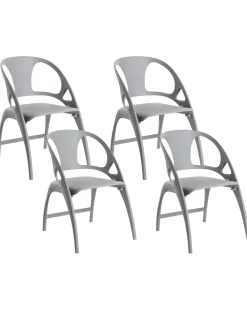 Set di 4 sedie da giardino NEMI Pieghevole Grigio