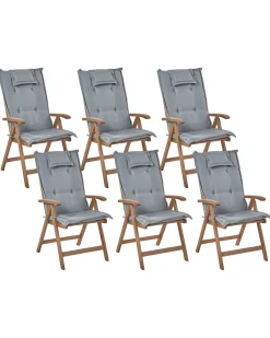 Set di 6 sedie da giardino con cuscini AMANTEA Legno d'acacia Grigio