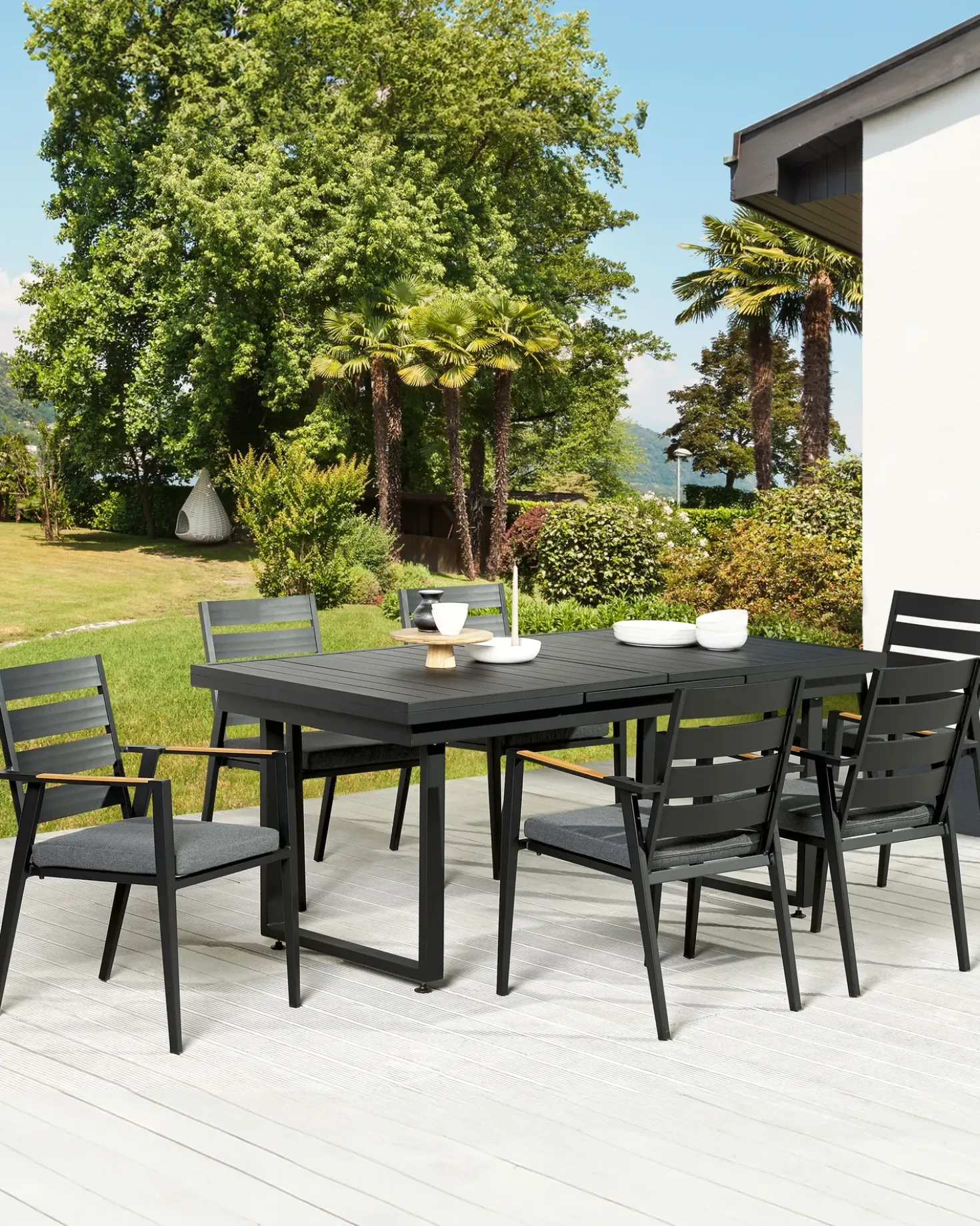 Set di 6 sedie da giardino con cuscini TAVIANO Metallo Nero