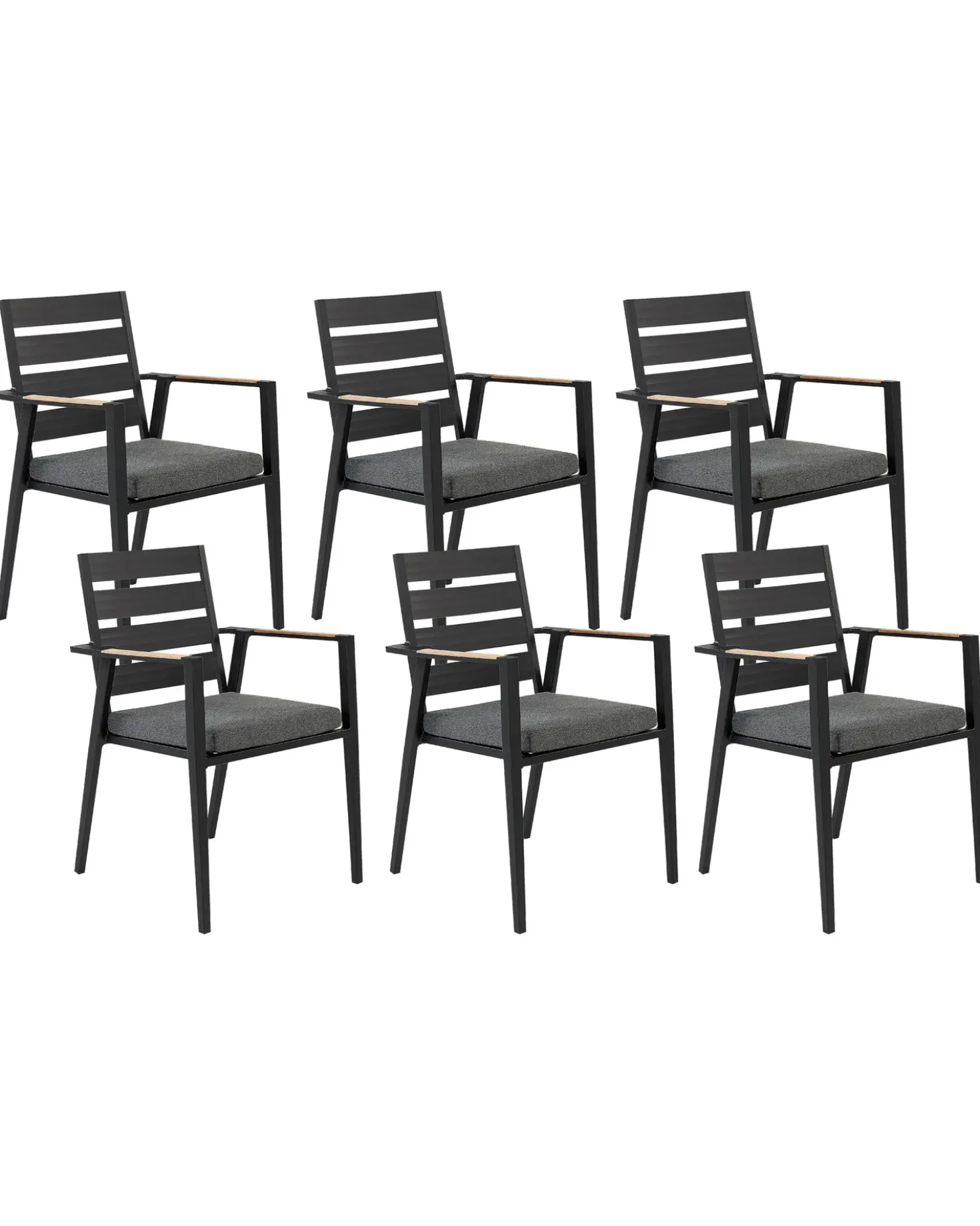Set di 6 sedie da giardino con cuscini TAVIANO Metallo Nero