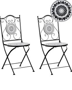 Set di 2 sedie da giardino COMISO Pieghevole Metallo Nero/Bianco