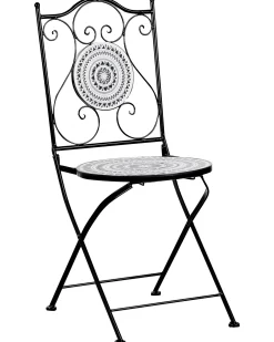 Set di 2 sedie da giardino COMISO Pieghevole Metallo Nero/Bianco