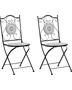 Set di 2 sedie da giardino COMISO Pieghevole Metallo Nero/Bianco