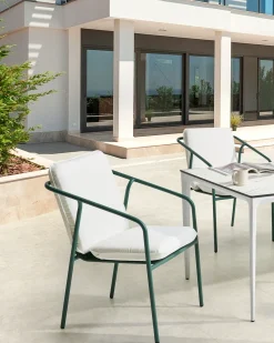 Set di 4 sedie da giardino con cuscini ASCIANO Metallo Verde