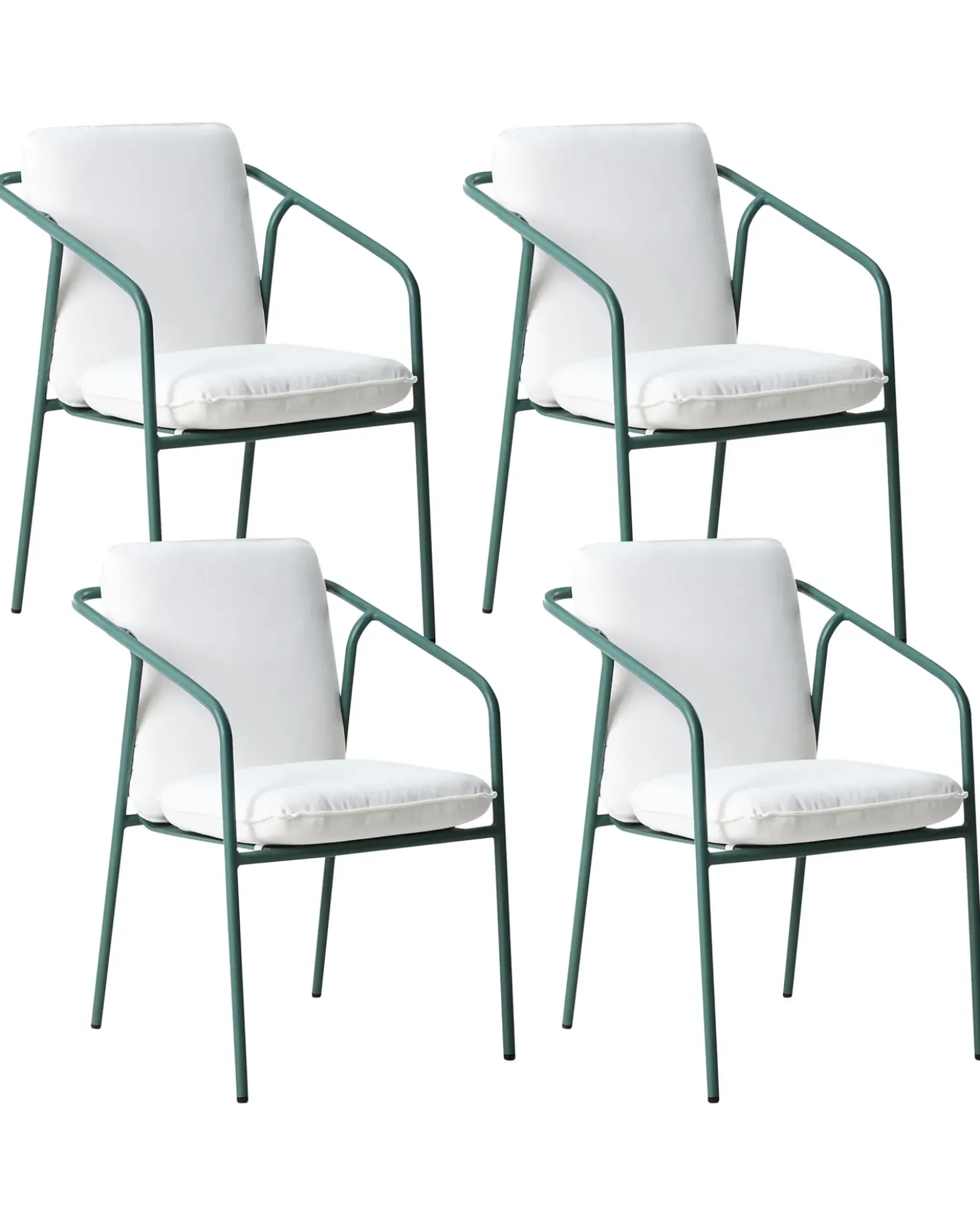 Set di 4 sedie da giardino con cuscini ASCIANO Metallo Verde