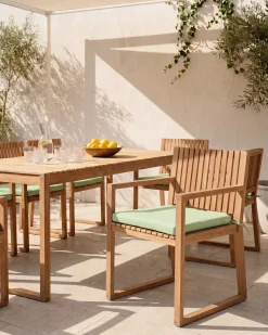 Set di 2 sedie da giardino con cuscini SASSARI PREMIUM Legno di acacia certificato Verde chiaro