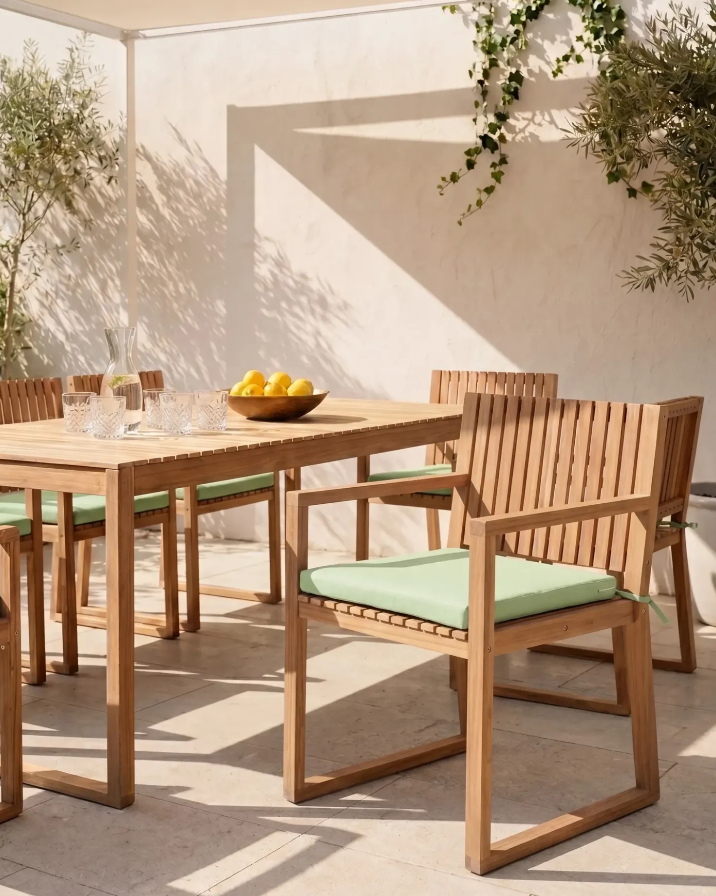 Set di 2 sedie da giardino con cuscini SASSARI PREMIUM Legno di acacia certificato Verde chiaro