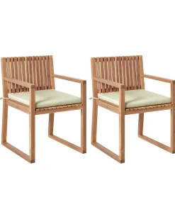 Set di 2 sedie da giardino con cuscini SASSARI PREMIUM Legno di acacia certificato Verde chiaro