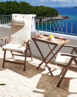 Set di 2 sedie da giardino con cuscini AMANTEA PREMIUM Legno d'acacia Beige chiaro