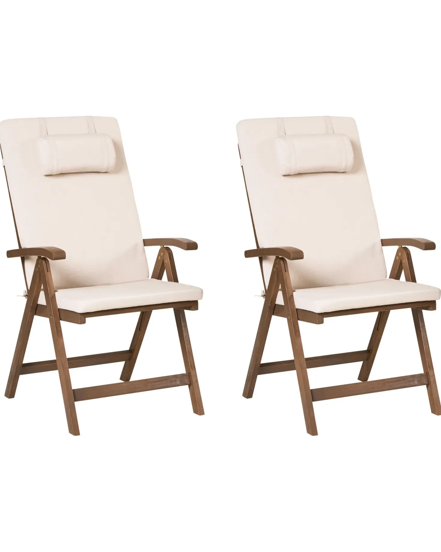 Set di 2 sedie da giardino con cuscini AMANTEA PREMIUM Legno d'acacia Beige chiaro