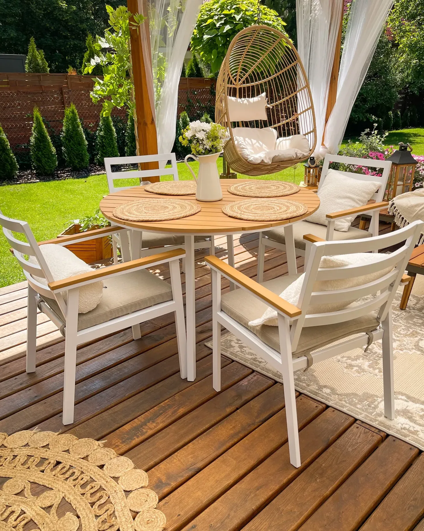 Set di 4 sedie da giardino con cuscini CAVOLI Metallo Beige
