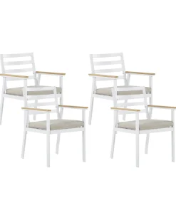 Set di 4 sedie da giardino con cuscini CAVOLI Metallo Beige
