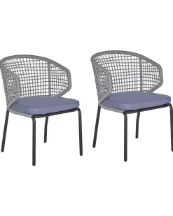 Set di 2 sedie da giardino con cuscini PALMI Metallo Grigio