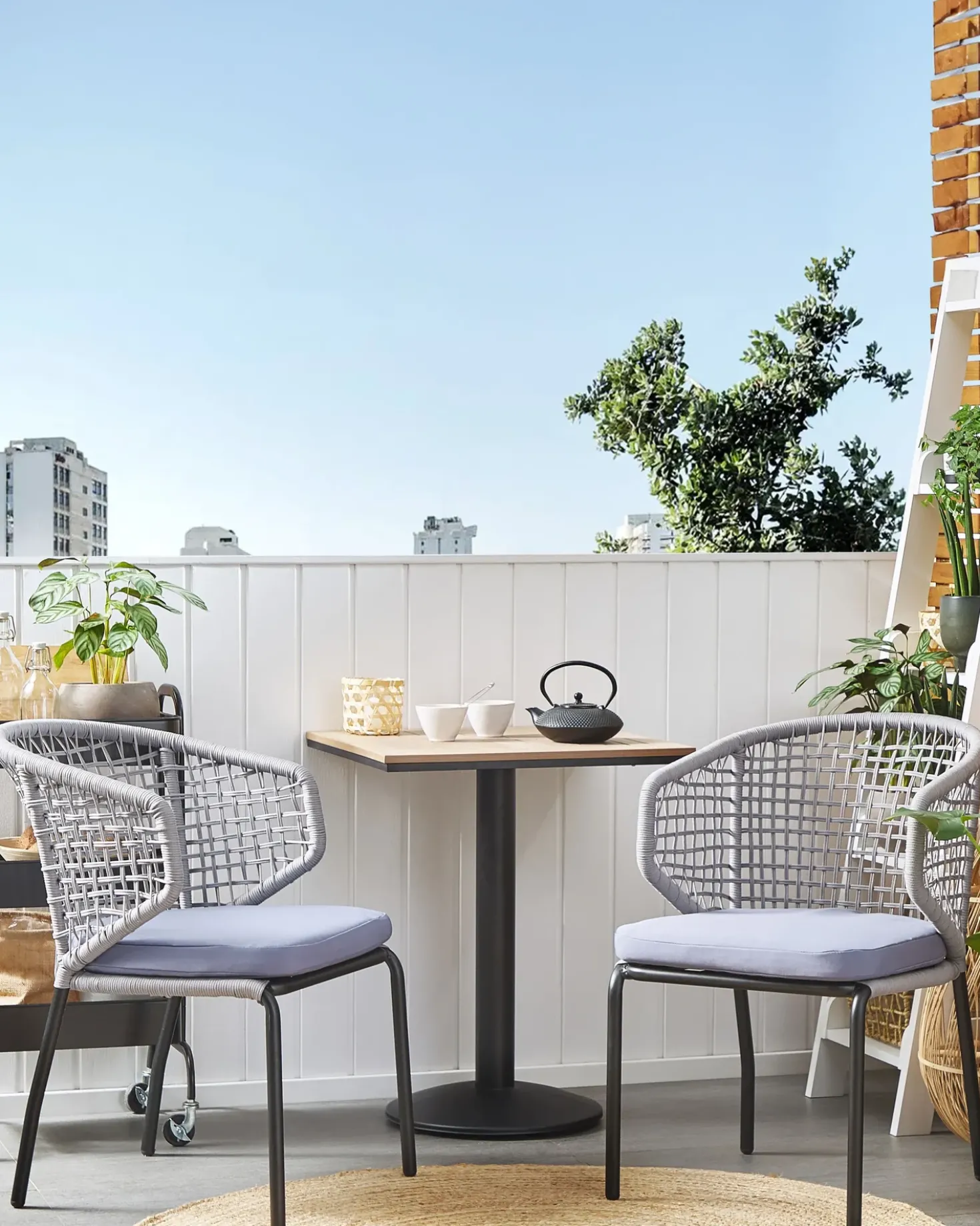 Set di 2 sedie da giardino con cuscini PALMI Metallo Grigio