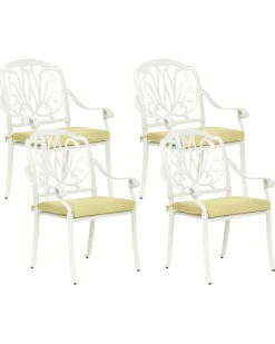Set di 4 sedie da giardino con cuscini ANCONA Metallo Bianco sporco