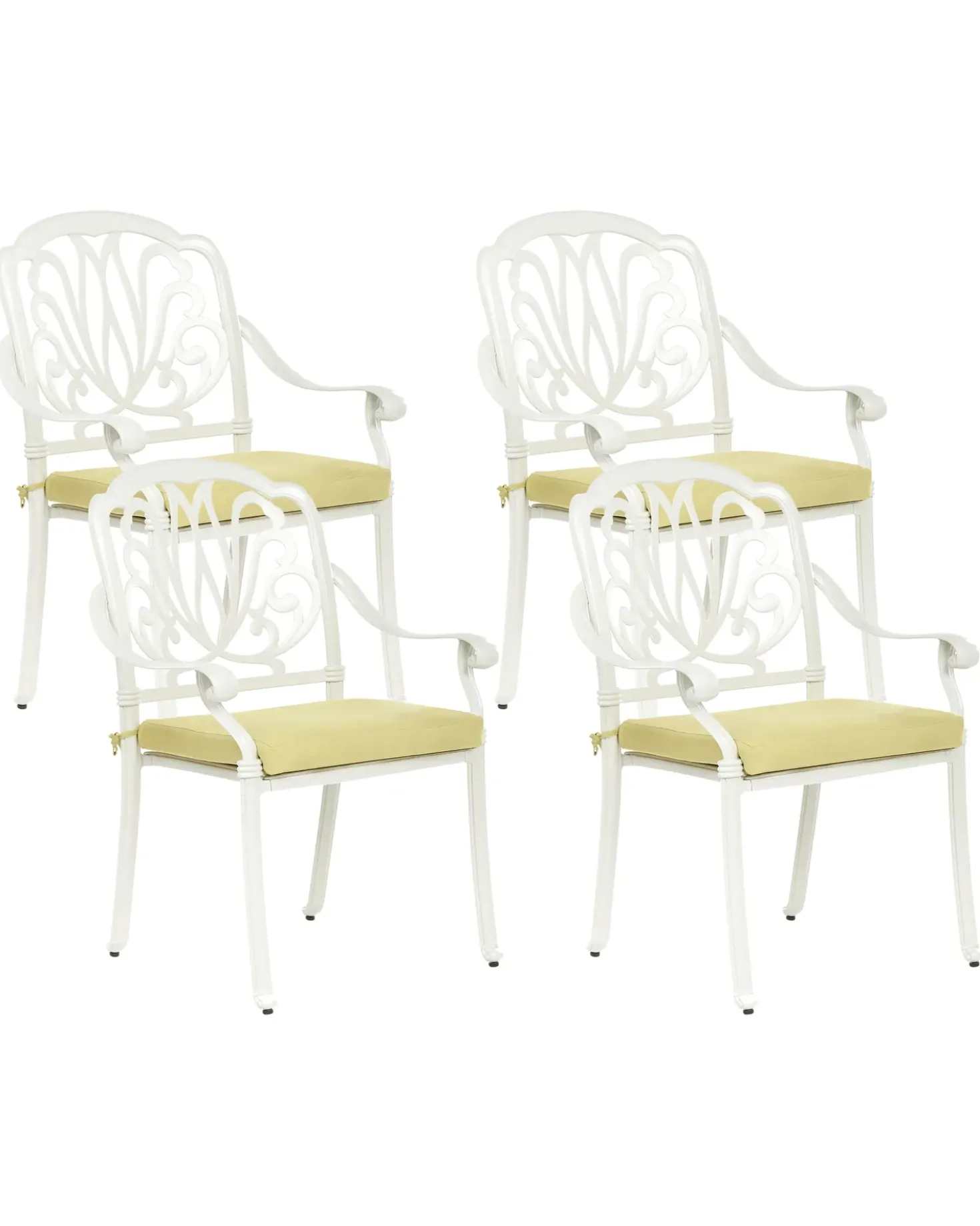 Set di 4 sedie da giardino con cuscini ANCONA Metallo Bianco sporco