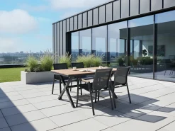 Set di 4 sedie da giardino TIANO Metallo Nero