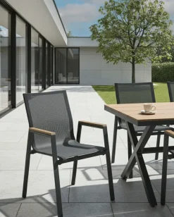 Set di 4 sedie da giardino TIANO Metallo Nero
