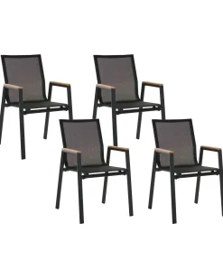 Set di 4 sedie da giardino TIANO Metallo Nero