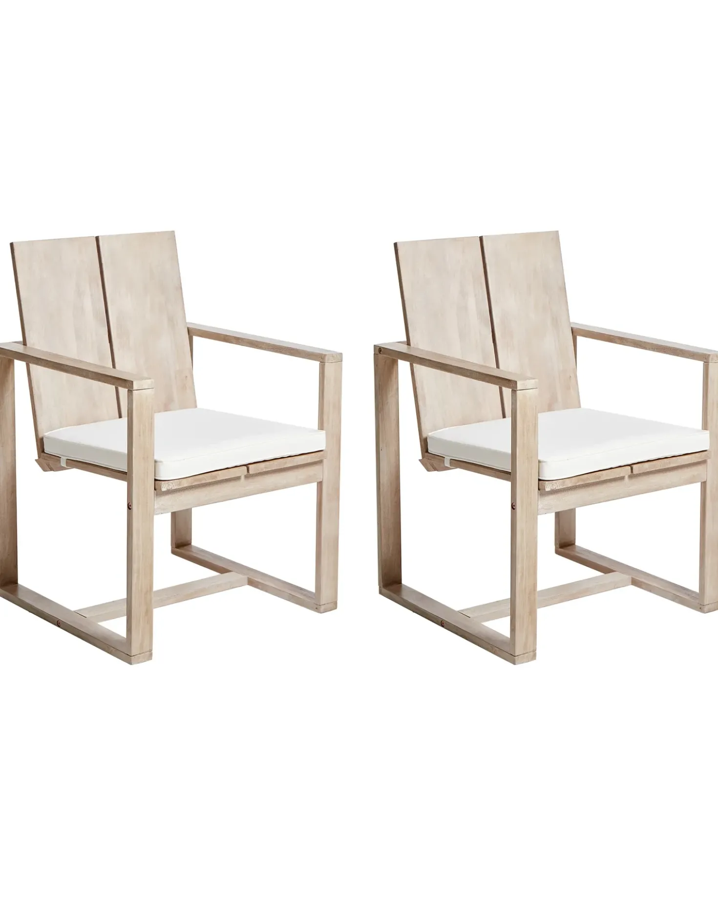 Set di 2 sedie da giardino con cuscini AZZANELLO Legno d'acacia Bianco sporco