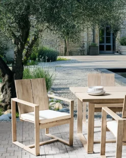 Set di 2 sedie da giardino con cuscini AZZANELLO Legno d'acacia Bianco sporco