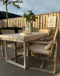 Set di 2 sedie da giardino con cuscini AZZANELLO Legno d'acacia Bianco sporco