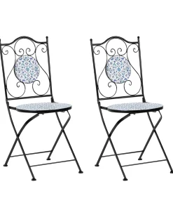 Set di 2 sedie da giardino CHAPECO Pieghevole Metallo Nero