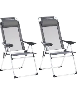Set di 2 sedie da giardino ASINE Pieghevole Metallo Grigio