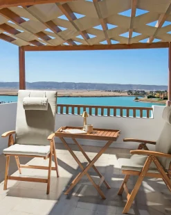 Set di 2 sedie da giardino con cuscini JAVA PREMIUM Legno d'acacia Tortora