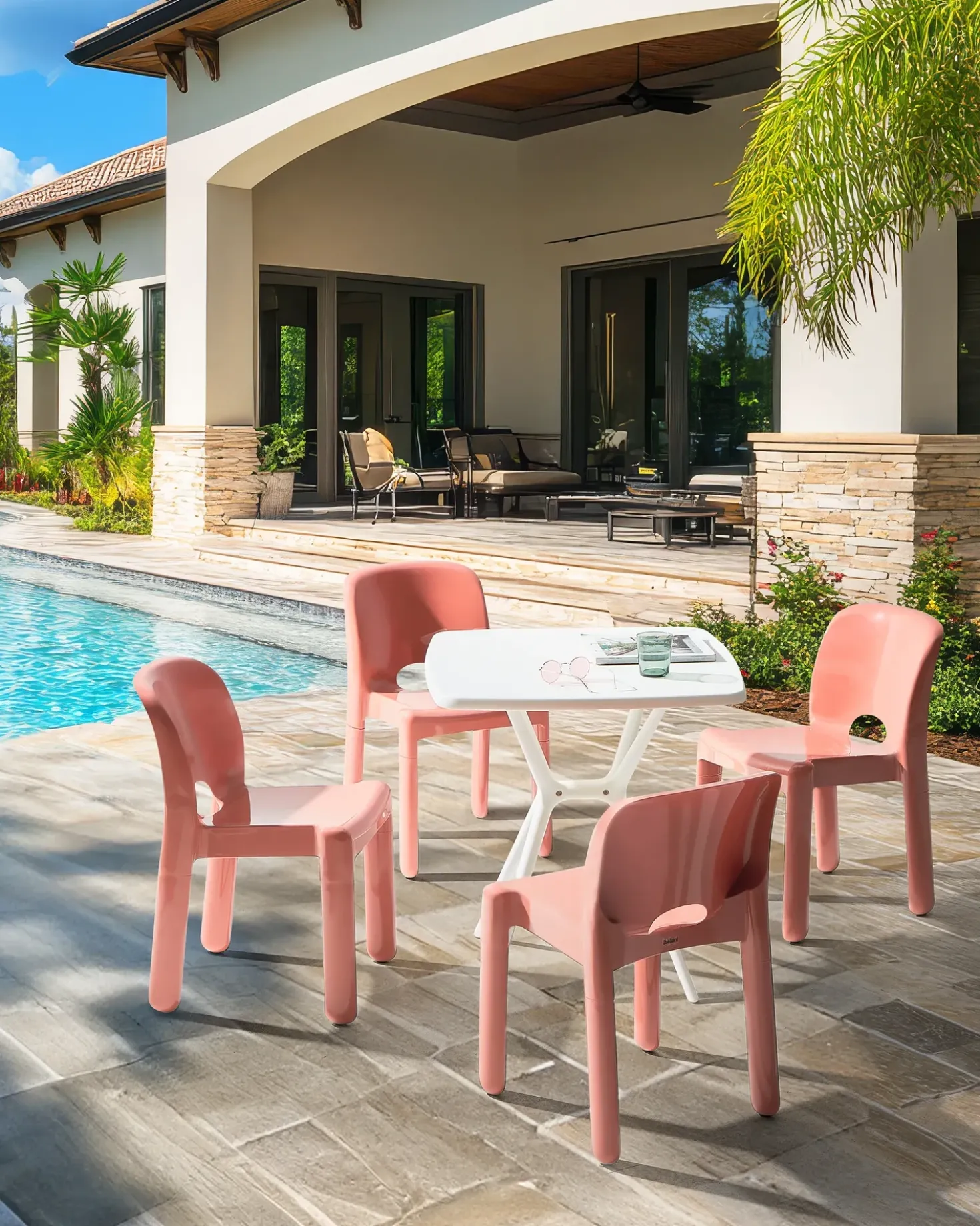 Set di 4 sedie da giardino BETIM Corallo