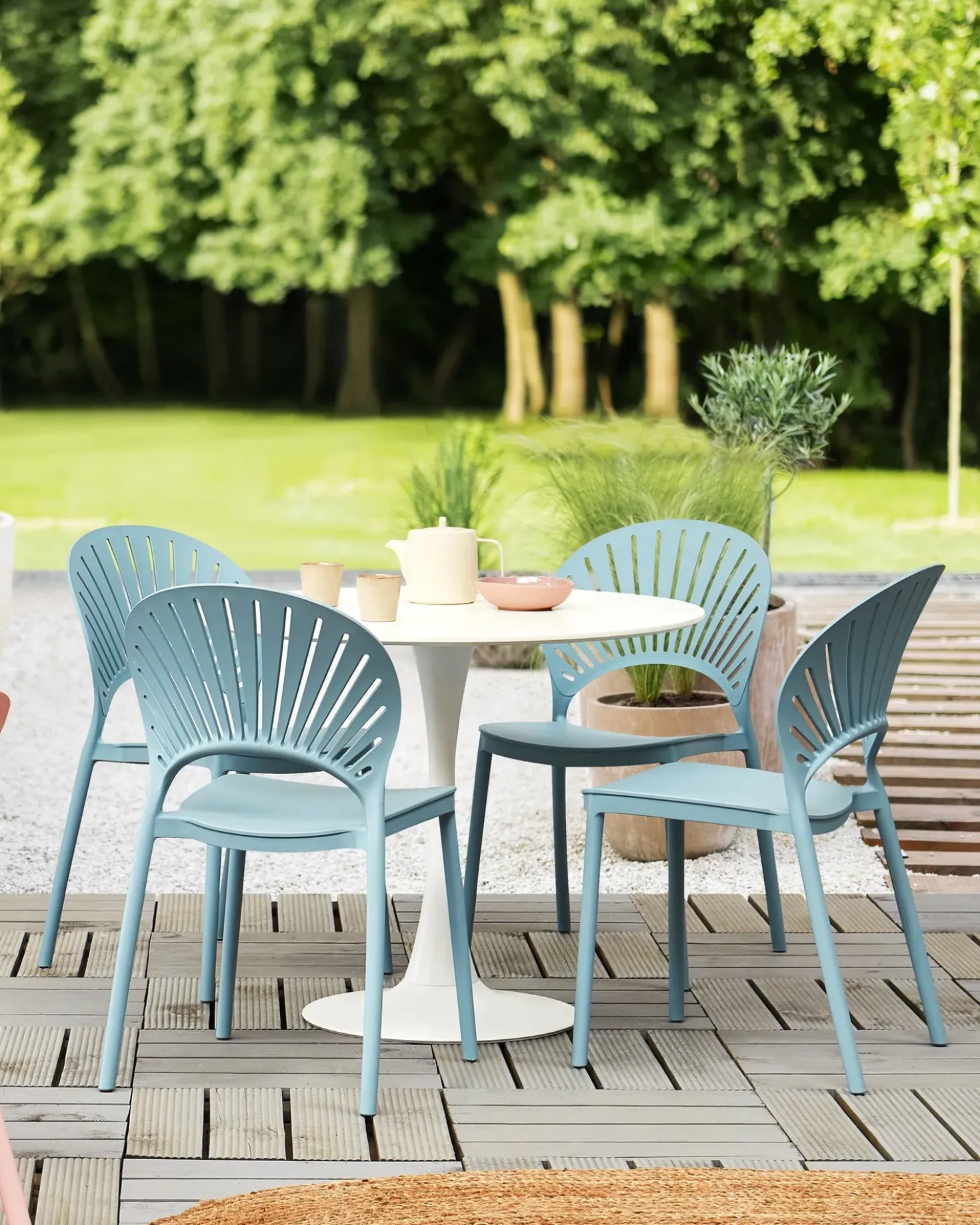 Set di 4 sedie da giardino OSTIA Azzurro