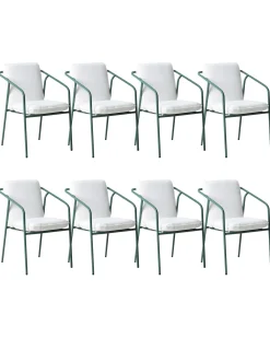 Set di 8 sedie da giardino con cuscini ASCIANO Metallo Verde