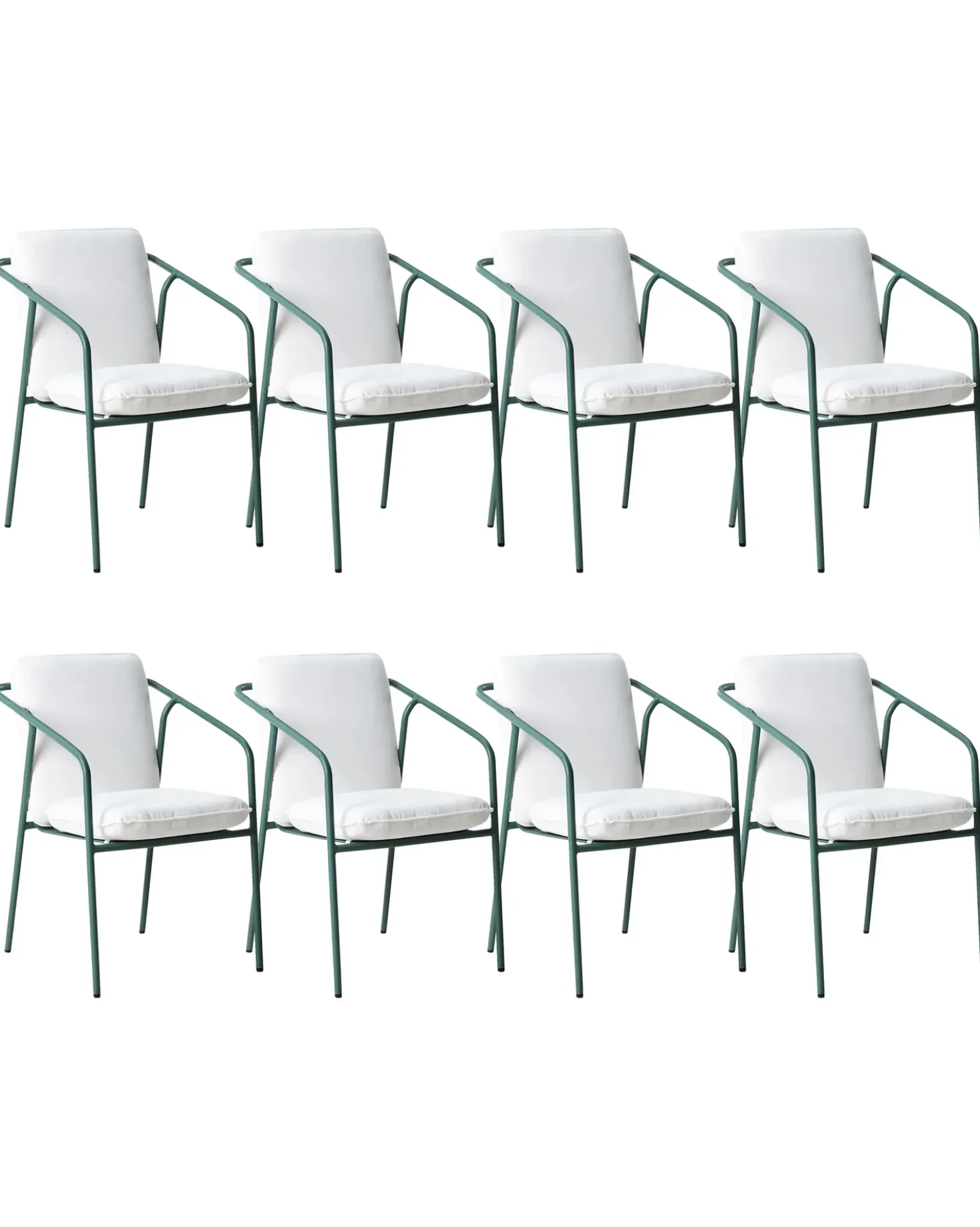 Set di 8 sedie da giardino con cuscini ASCIANO Metallo Verde