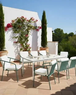 Set di 8 sedie da giardino con cuscini ASCIANO Metallo Verde