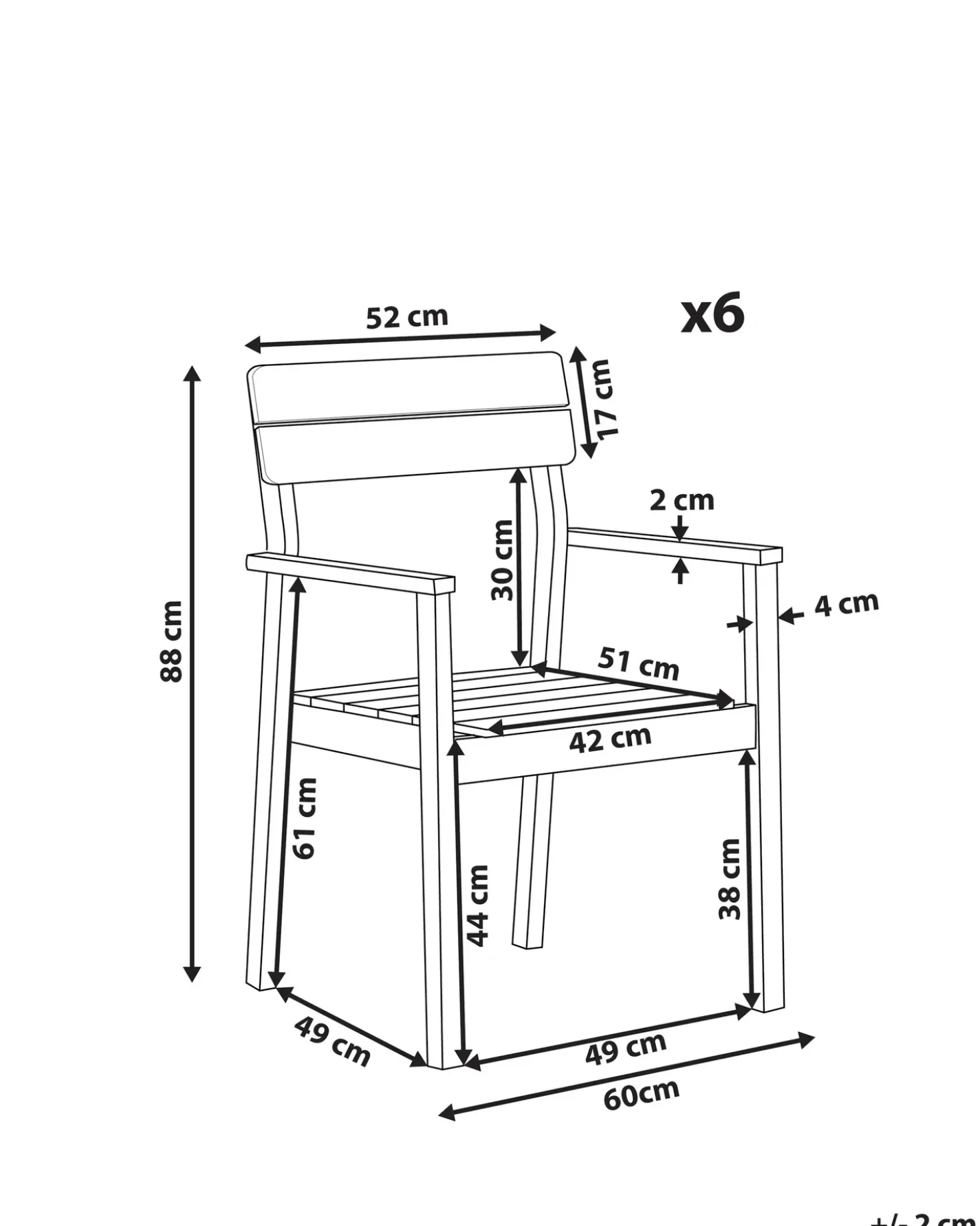 Set di 6 sedie da giardino FORNELLI Legno d'acacia Marrone