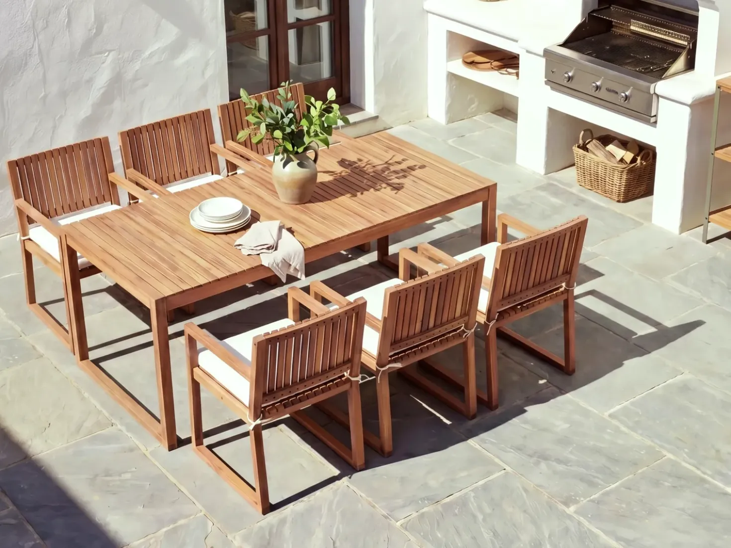 Set di 2 sedie da giardino con cuscini SASSARI II PREMIUM Legno di acacia certificato Bianco sporco