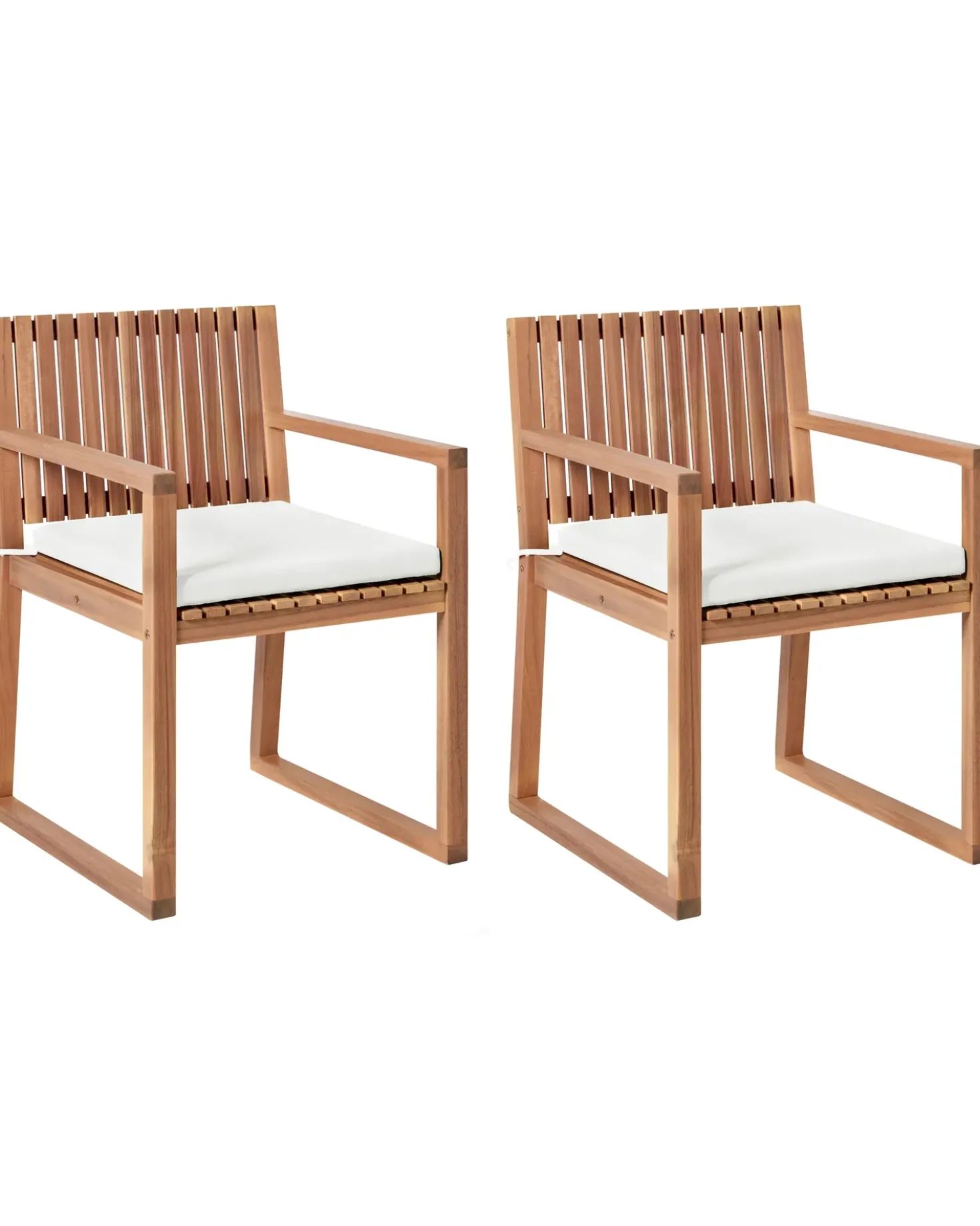 Set di 2 sedie da giardino con cuscini SASSARI II PREMIUM Legno di acacia certificato Bianco sporco