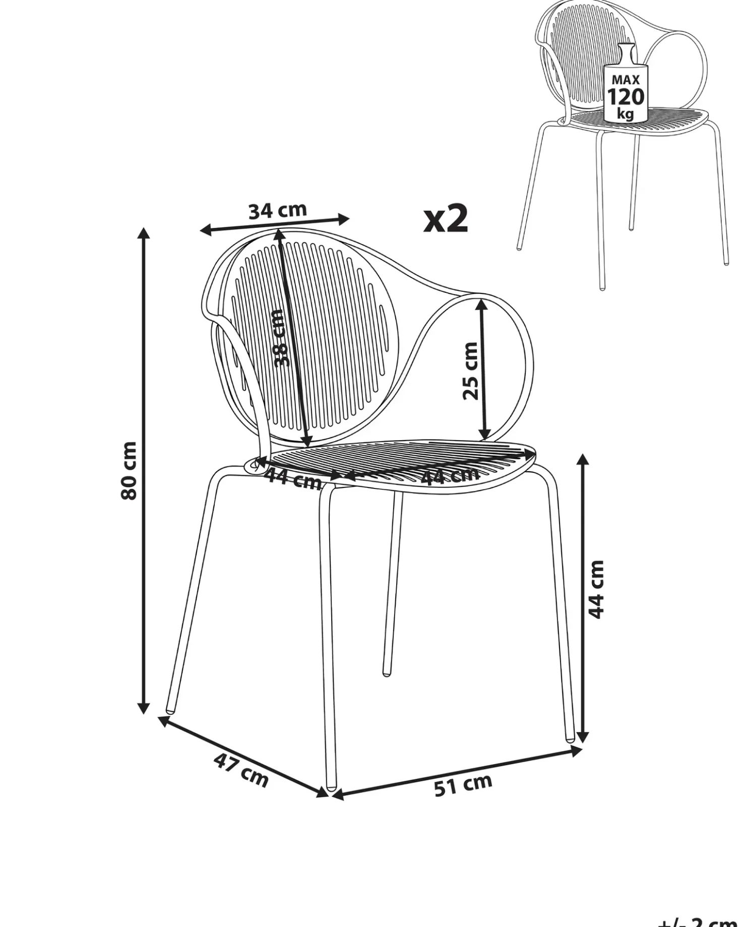 Set di 2 sedie da giardino IKARIA Metallo Bianco sporco