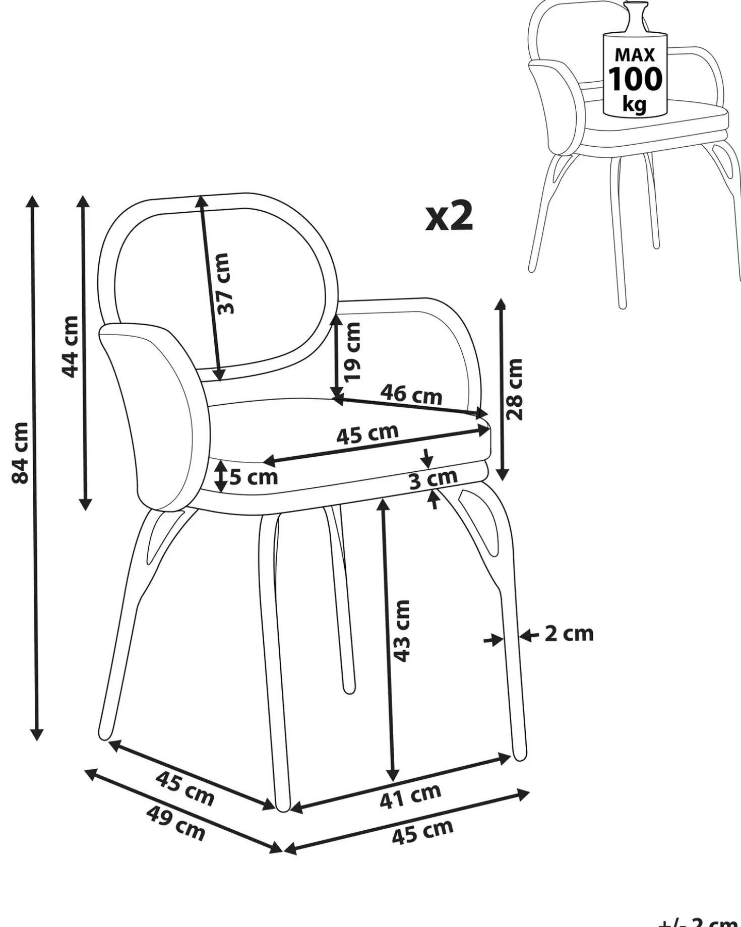 Set di 2 sedie da giardino con cuscini PRATELLO Rattan sintetico (PE) Naturale