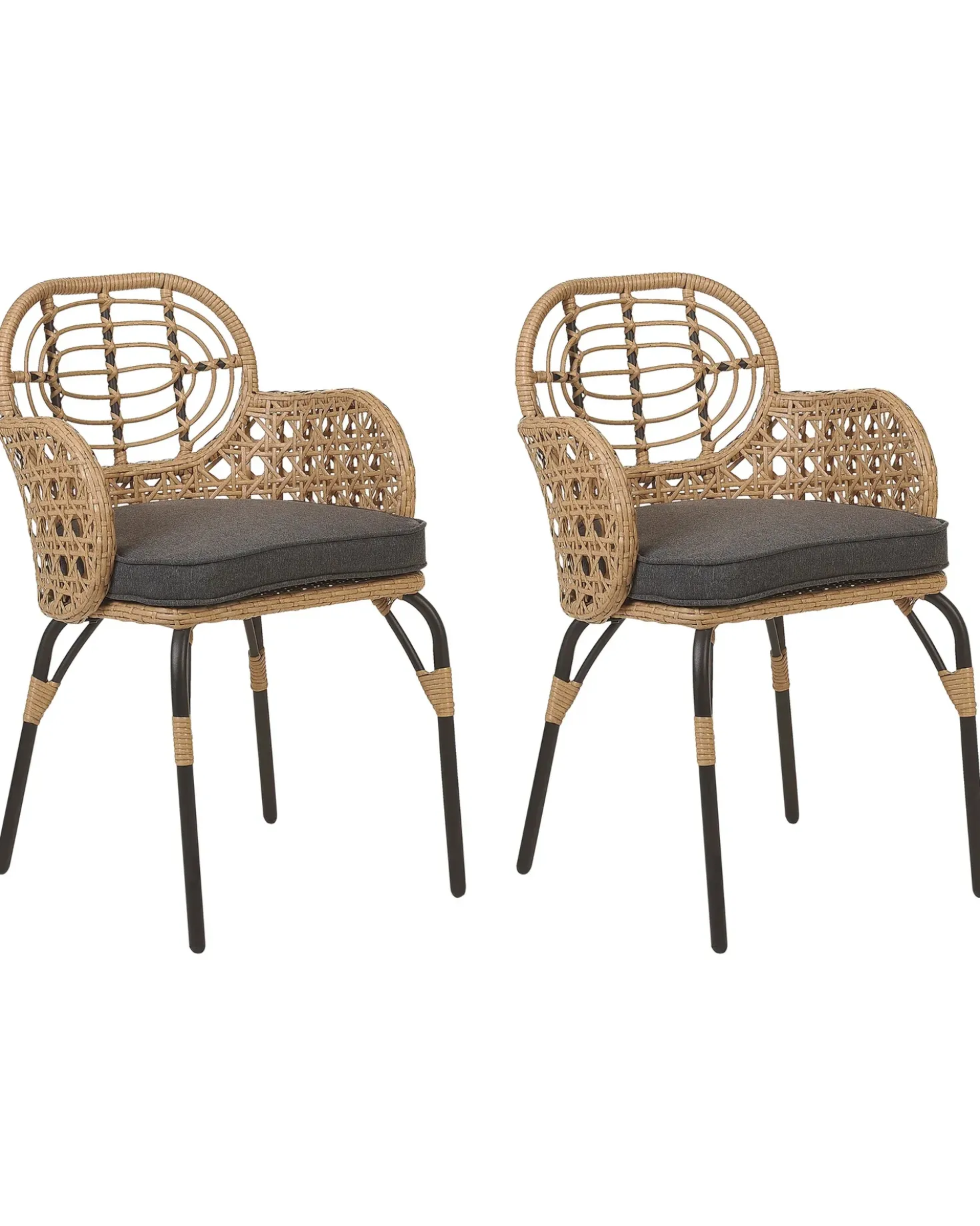 Set di 2 sedie da giardino con cuscini PRATELLO Rattan sintetico (PE) Naturale