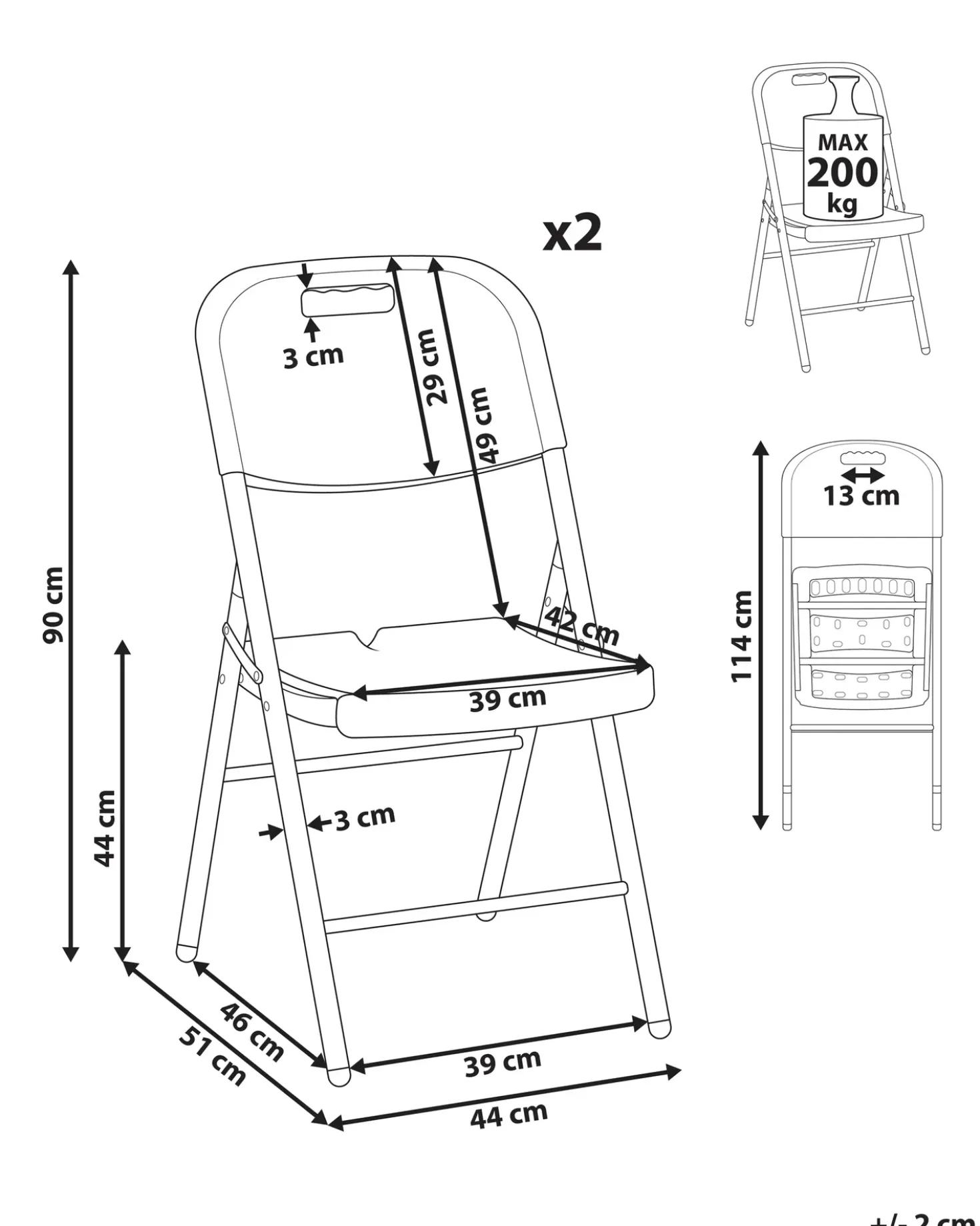 Set di 2 sedie da giardino CUGNOLI Pieghevole Bianco