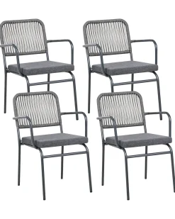 Set di 4 sedie da giardino con cuscini TACENO Metallo Grigio