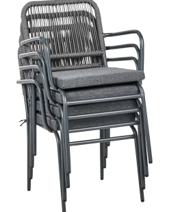 Set di 4 sedie da giardino con cuscini TACENO Metallo Grigio