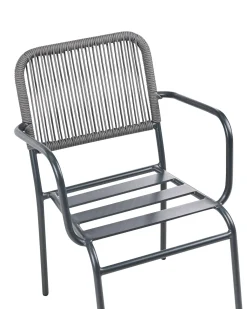 Set di 4 sedie da giardino con cuscini TACENO Metallo Grigio