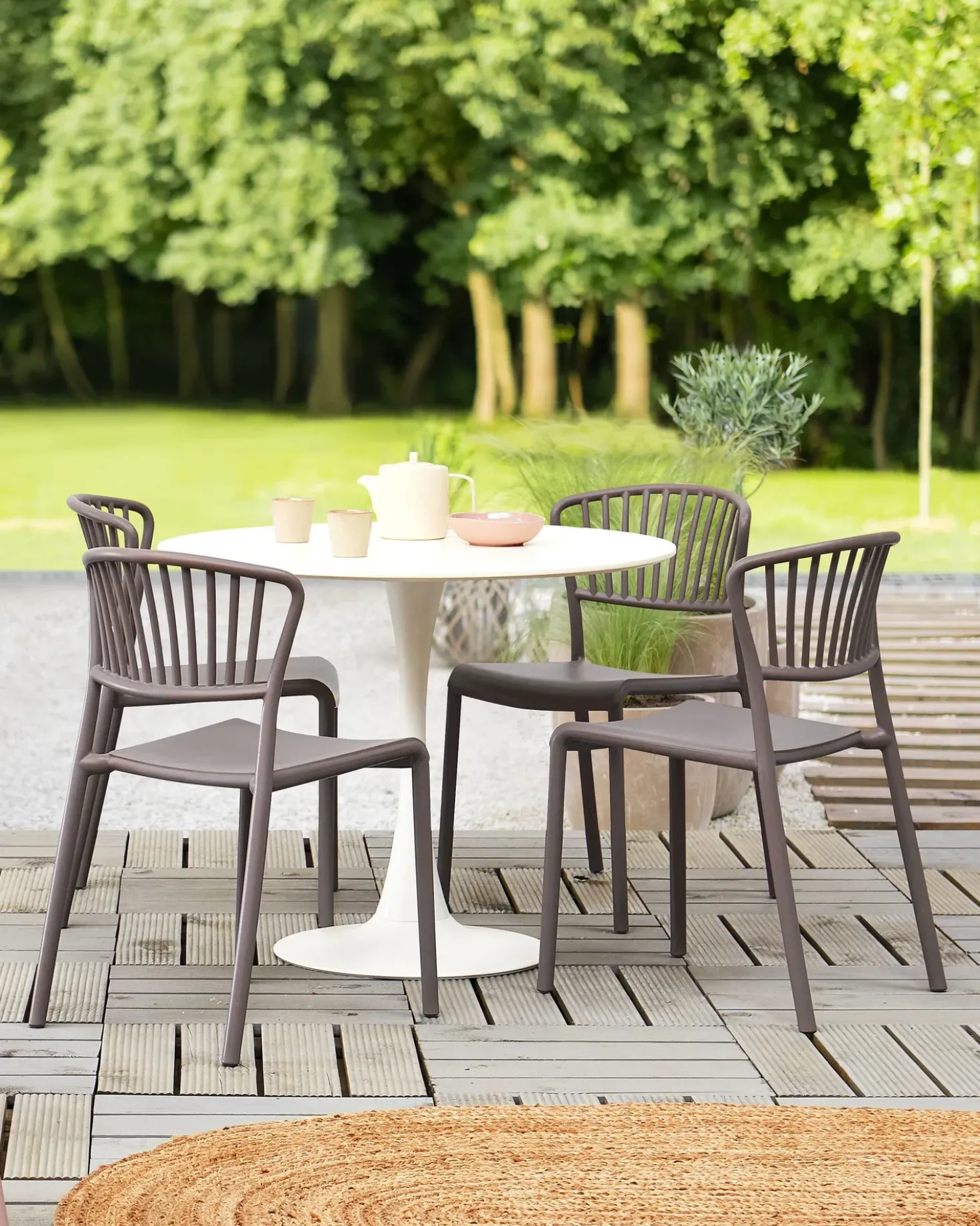 Set di 4 sedie da giardino GELA Tortora