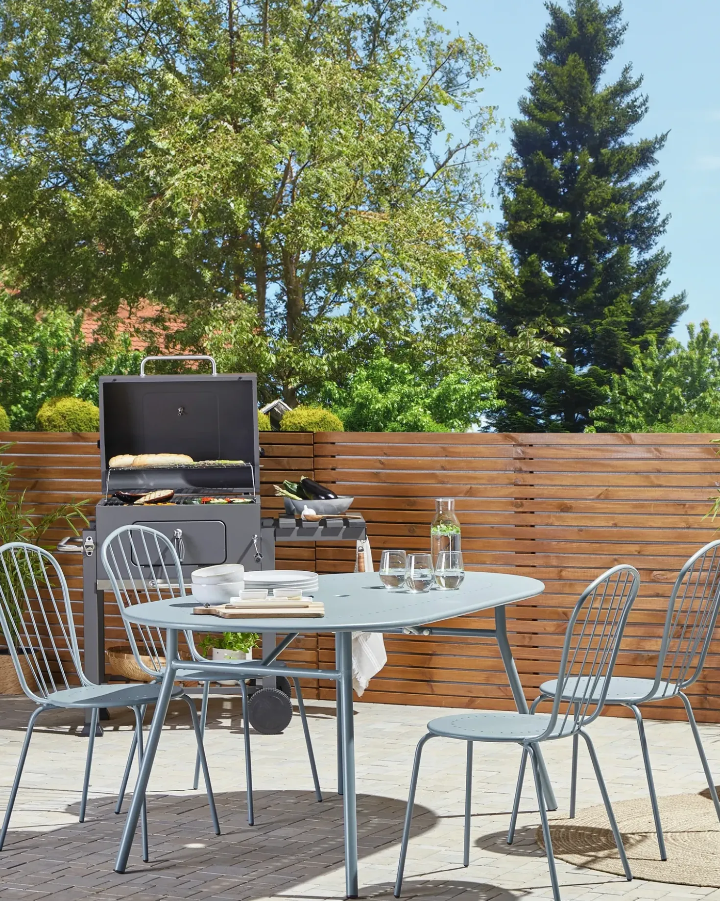 Set di 4 sedie da giardino CALVI Metallo Azzurro