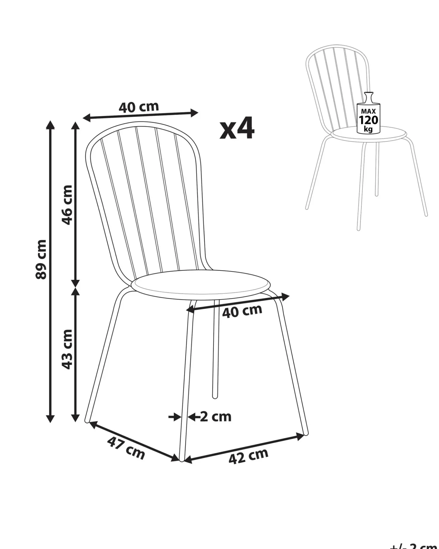 Set di 4 sedie da giardino CALVI Metallo Azzurro