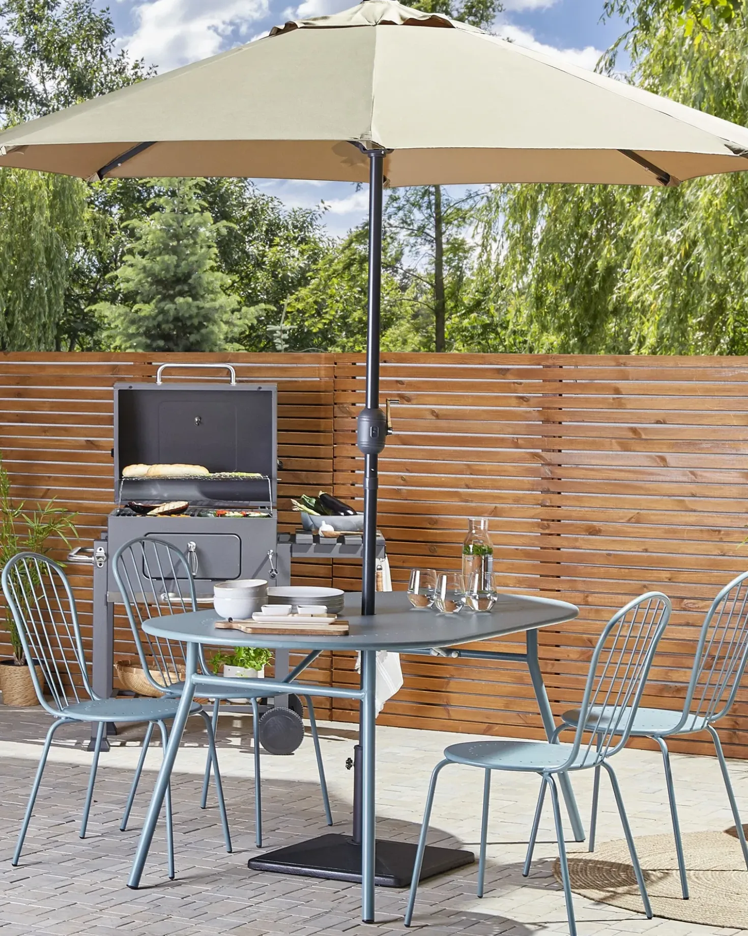 Set di 4 sedie da giardino CALVI Metallo Azzurro